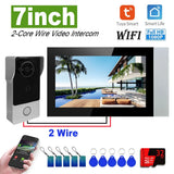2 Wire 7 Inch Tuya App 1080P Wifi Smart Video DoorPhone Intercom System with Wired Doorbell APP/IC Card Swipe TouchScreen