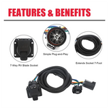 Car Trailer Wiring Harness Set 56070 7 Foot 7Pin For Vehicle-Side Truck Bed For Chevy Dodge Ram GMC Ford Toyota