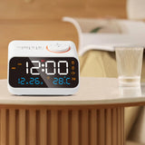 Multi-function Alarm Clock with FM Radio Rechargeable LED Digital Clock with Temperature and Humidity Display Voice Activated