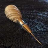 Leather Awl Set with Antler Handle & 2 Replaceable SKD11 Steel Awl Needles (French Style/Round Hole)