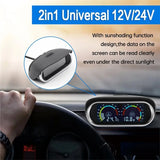 Digital Water Temp Gauge+ Voltmeter Voltage Meter 12V 24V Car Water Temp Temperature Gauge 2 In 1