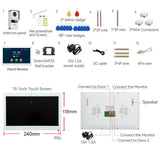 1080P 10 Inch 3pcs Touch Screen Wifi Video Doorbell, Smart TUYA Home Video Intercom 32G Card Rceord Kit Monitor ID Unlcok 4 Wire
