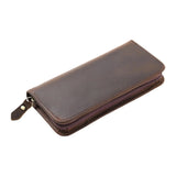 Leather Pen Storage Bag Pencil Pouch with Zipper Vintage Pen Case Holder for Office Receipts Invoices School Stationery Supplies