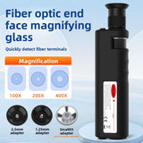 Handheld 200/400 Times Fiber Optic Magnifying Glass/Microscope with SC Connector Ceramic End Face Detector for FTTH Applications