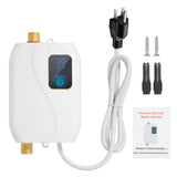 Instant Water Heater 220V 3500W White Mini Electric Tankless Hot Water Heater with LCD Display for Shower Bathroom Kitchen