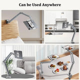Aluminum Adjustable Long Arm Phone Tablet Stand Holder for Desk & Bed Foldable Telescopic Arm Mount for IPad 4-12.9'' Devices