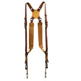 B02B-Camera Strap Leather Double Shoulder Leather Harness Strap Photography Gear for DSLR/SLR Camera (Brown)