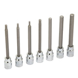 7pcs 3/8 Square Socket Bit with 1/8 3/16 7/32 1/4 9/32 5/16 3/8 Hex Extend Long Bit Socket Set