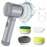 Portable Electric Spin Scrubber Cordless Power Scrubber with Replaceable Heads Electric Cleaning Brush for Bathroom/Sink/Window