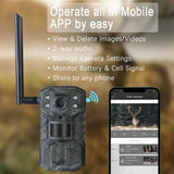 H2 4G LTE APP Wireless Wildlife Hunting Trail Camera 2.7K HD 14MP Infrared Night Vision Telescope PIR Detection with Solar Panel