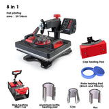 29*38CM 8 in 1 Combo Upgrade Heat Press Machine 360° Rotation Sublimation Printer Cap Shirt Mug Plate 2D Heat Transfer