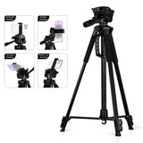 3366 Camera Tripod Adjustable Height 48cm-141cm Black Phone Live Broadcast Tripod Lifting Axis Multi-function