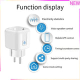 4X Tuya Smart Wifi Plug EU 20A Smart Socket With Power Monitering Energy Saving Timing Remote Control Smart Life EU Plug