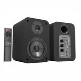 BESTISAN SR04 Powered BT Bookshelf Speakers Stylish Wooden Design With LED Indicators Support Optical AUX USB Flash Driver Input