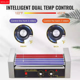 XEOLEO Electric Sausage Machine 5-7 Rollers Hot Dog Roller 750W Multifunction Hot Dog Machine Glass Hood With Acrylic Door