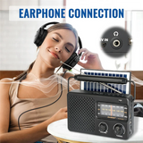 R-2011BTS Portable Stereo Radio AM FM SW Radio With TF Card USB Playback, Solar Charging Emergency Radio For Outdoor