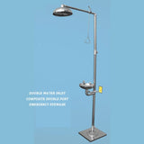304 Stainless Steel Composite Emergency Shower Eyewash，Factory Inspection Vertical Double Eye Washing Shower Set