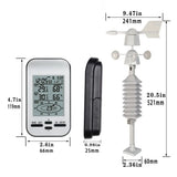 Wireless Anemometer Wind Sensor LCD Home Weather Station Clock Wind Speed Direction Chill Temperature Humidity Meter