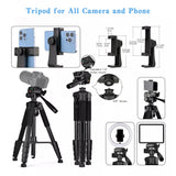 New style Tripod, Tripod for Camera and Phone, Aluminum Professional Tripod Stand with Carry Bag and Phone Holder