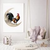 Metal Wall Hanging Sign Rooster Moon Wall Decor Wall Unique Arts For Farmhouse Home Garden Decor Durable Easy To U