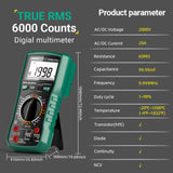 MASTFUYI Digital Multimeter 6000 Count AC/DC 2000V/20A True RMS Temperature Tester for Electrician Photovoltaic Mining 2025 New