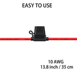 10 Gauge Inline Fuse Holder 12V - 10AWG Automotive Waterproof  Blade Fuse Holder with 4pcs 40 AMP ATC/ATO Standard Fuses (4Pack)