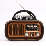 Retro Portable Radio - AM/FM/SW, Bluetooth, Solar/D Battery/USB-C, TWS, TF/USB Playback, Vintage Sound