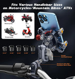 Heavy-Duty Motorcycle Phone Mount with Vibration Dampener, Anti-Shake Secure Lock for 6.1"-7.2" Phones, Ideal for U.S./EU Riders