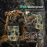 32MP Wi-Fi Solar Powered Wildlife Hunting Trail Camera, Photo Traps with Builtin Battery, PIR Motion Detection, Tracking Cam