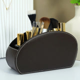 Fashion PU Leather Remote Control Storage Box Five Grids Classified Storage Cosmetics Brush Holder Desktop Organizer Pen