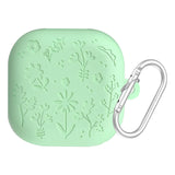 Engraved Flower Protective Skin Cover for Samsung Galaxy Buds4/4Pro Soft Silicone Protector with Keychain Scratch-Resistant