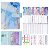 Save Money A6 Budget Binder with Zipper Cash Envelopes PU Leather Money Saving Binder Expense Sheets Cashew Flowers