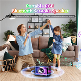 Bluetooth Speaker Karaoke Machine Two Wireless Microphones Portable Adults Kids LED Lights
