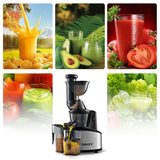 Cold Press Juicer - Slow Masticating Juice Extractor with Wide Feed Chute (Compact Design, 80 RPM, Ultra-Quiet 40dB,Easy Clean）