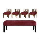 New 5Pieces Elastic Trimmed Chair Cover Set Silver Fleece Nonslip Feature for Home Office