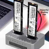 Dual-Bay NVME Docking Station Gen2X2 20Gbps M.2 NVME SSD Clone USB3.2 Type-C External Hard Disk Box B&M M Key M.2 M.3 NVME PCI-E