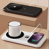 Multifunctional Coffee Mug Warmer And Wireless Charger 2-in-1 with 3 Gear Temperature Control Cup Heating Pad for Milk Tea Water