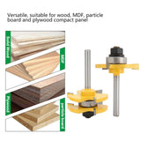 2Pcs T shape Router Bit 3 Teeth 1/4 Shank Woodworking Tool for Wood MDF Particle Board Wood Milling Tools