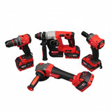 Brushless Electric Tools Screwdriver  Electric Hammer Angle Grinder Electric Wrenches Combination Set with 4 Batteries