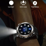 HT30 Outdoor Sports Watchproof Smartwatch Men With Flashlight Compass BT Calls Remote Control Photography Heart Rate Monitor