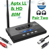 80 Aptx Low Latency HD Bluetooth 5.0 Audio Transmitter Receiver SPDIF 3.5mm 3.5 AUX RCA Wireless Adapter for Car TV PC