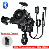 Motorcycle Phone Mount with 15W Wireless Charger & USB C 36W Fast Charging Port, Motorbike Mobile Stand for 5.4-7.2" Phone