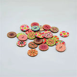 500pcs Mixed Flower Painting Round Wooden Buttons for DIY Sewing Crafting