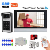 4-Wire Video intercom doorbell Wired 1080P Waterproof Camera WIFI 7inch IPS Touch Screen Support Password+ Electric Control Lock