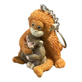 3D Resin Monkey Keyring Charm Pendant Lightweight Cute Monkey Holding Plush Pendant for Women Girls Backpack Purse Car Keys