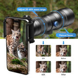 APEXEL T60 Cell Phone Monocular Telescope 20-60X Telephoto HD Telescope Phone Lens Monoculars Zoom Kit with Triangle Bracket