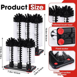2 Pack Water Bottle Cleaning Brush Suction Base Glass Cup Washer 3 Head Bristle Brush For Bar Beer Cup