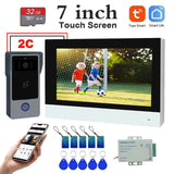 New Tuya Smart 2-wired Doorbell Wifi Video Intercom System with APP Remote IC Card Unlock 1080P 7inch Touch Screen