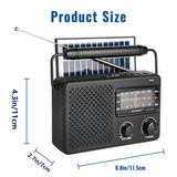 R-2011BTS Portable Stereo Radio AM FM SW Radio With TF Card USB Playback, Solar Charging Emergency Radio For Outdoor