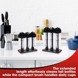 2 Pack Water Bottle Cleaning Brush Suction Base Glass Cup Washer 3 Head Bristle Brush For Bar Beer Cup